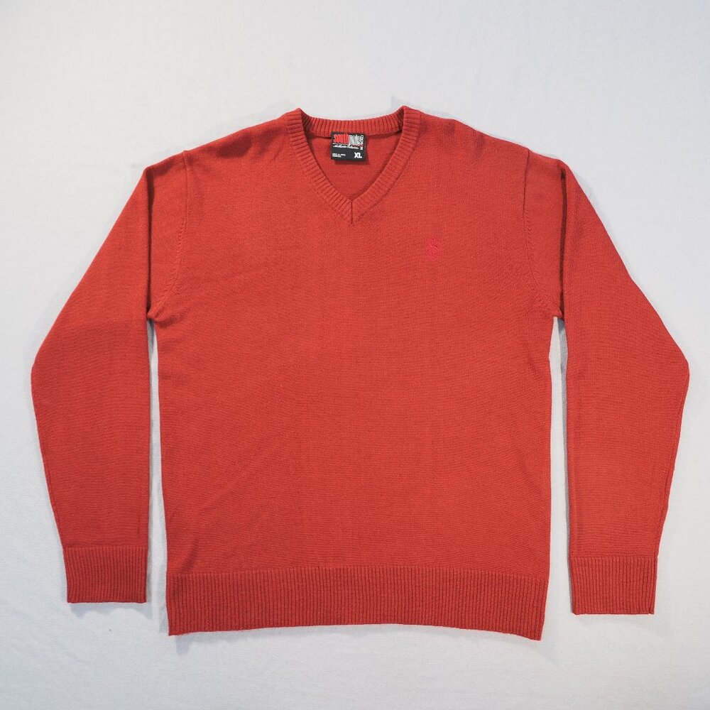 Southpole Sweater Mens Extra Large Red V Neck Knit Pullover Authentic Collection